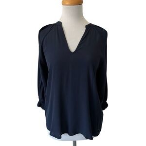 Gant Navy V-Neck Long Sleeve Blouse NWT XS US 2